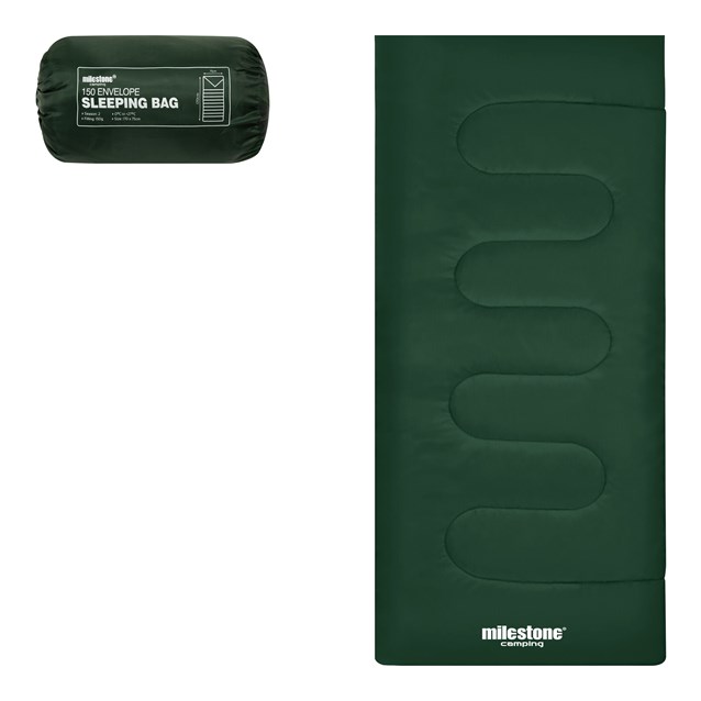 Envelope Sleeping Bag - Single - 2 Seasons - Green Envelope Sleeping Bag - Single - 2 Seasons - Green