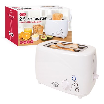 850W 2-Slice LED Buttons Toaster - White
