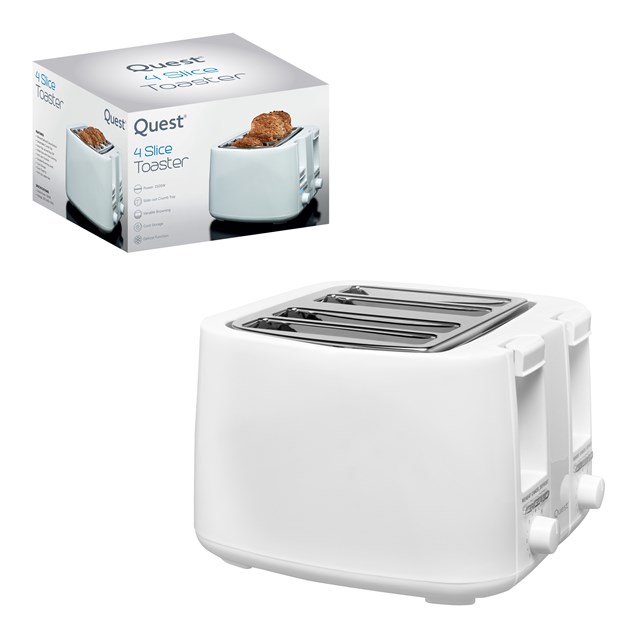 Quest 4 Slice Toaster - White Quest 4 Slice Toaster - White