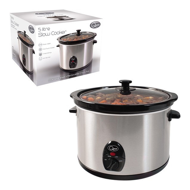 Stainless Steel 5 Ltr Slow Cooker - 320W Stainless Steel 5 Ltr Slow Cooker - 320W