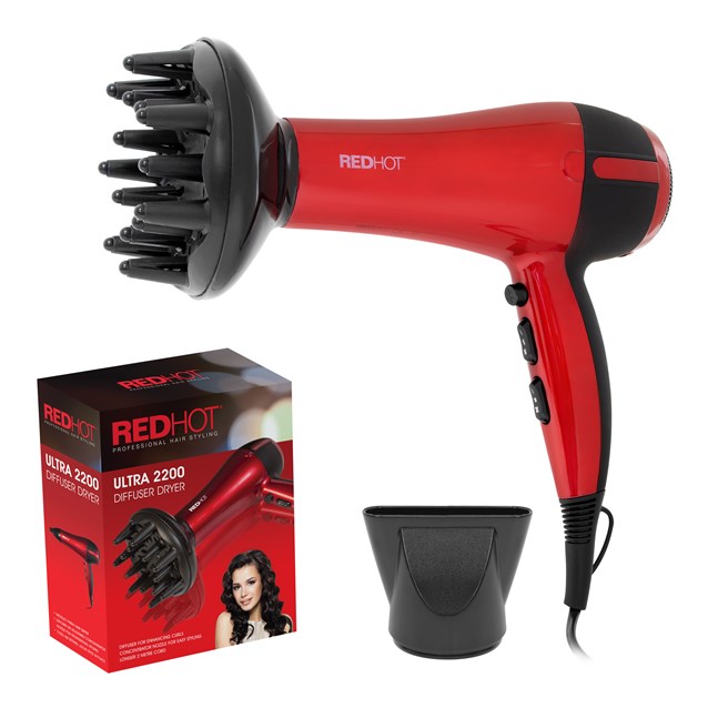 RedHot Professional Hair Dryer with Diffuser - Red RedHot Professional Hair Dryer with Diffuser - Red