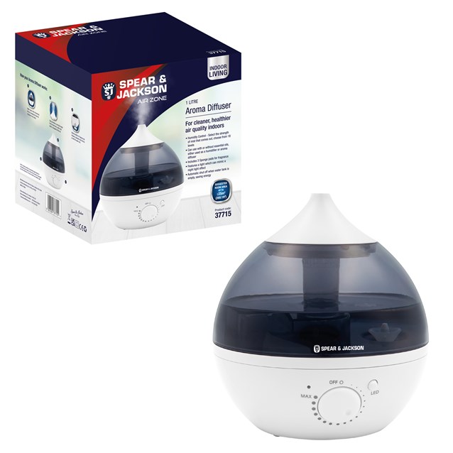 Spear & Jackson 1L Aroma Diffuser, Humidifier Spear & Jackson 1L Aroma Diffuser, Humidifier