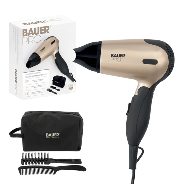 Bauer Tourmaline Travel Hair Dryer Set - 1200w Bauer Tourmaline Travel Hair Dryer Set - 1200w
