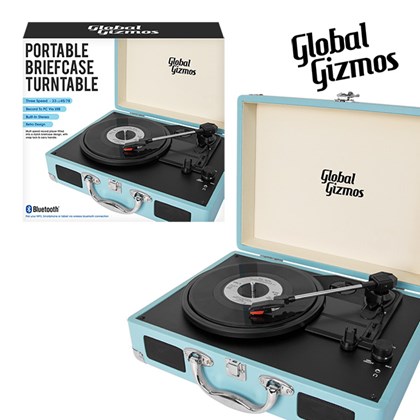 Blue-Portable Turntable Suitcase With Bluetooth