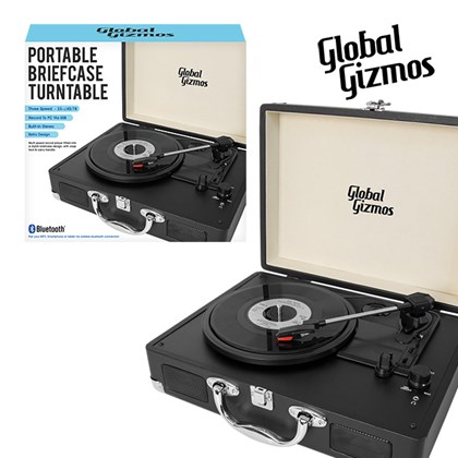 Black - Portable Turntable Suitcase with Bluetooth