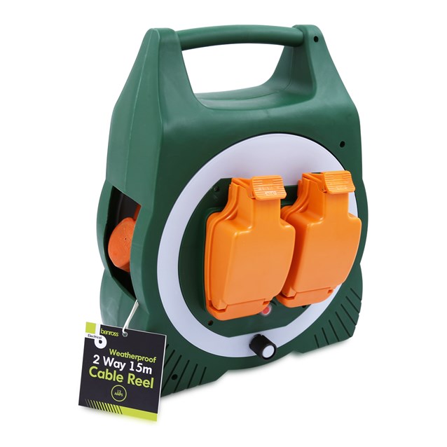 2 Way 15M Outdoor Cable Reel - 13A 2 Way 15M Outdoor Cable Reel - 13A