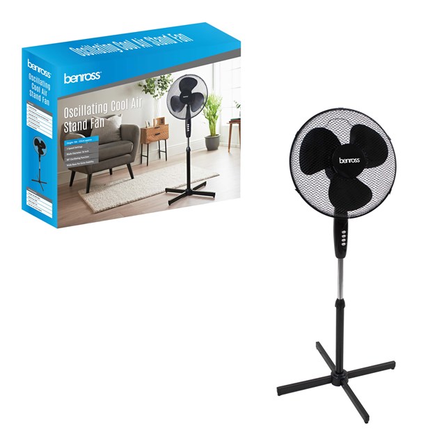 16" Oscillating Stand Fan - Black 16" Oscillating Stand Fan - Black