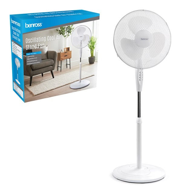 16" Round Base Fan - White