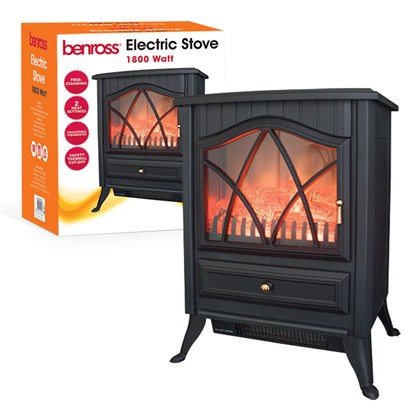 Cast Iron Effect Electric Stove - Black