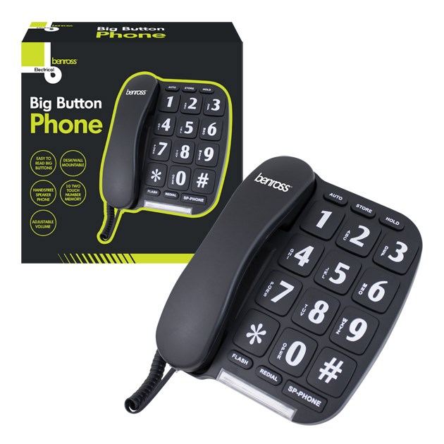 Jumbo Big Button Telephone - Black Jumbo Big Button Telephone - Black