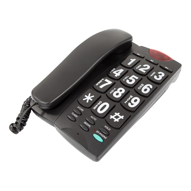 Jumbo Button Telephone & LED Light  - Black Jumbo Button Telephone & LED Light  - Black