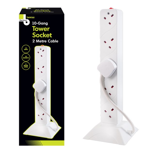 10 Way 2M Tower Socket -13A 10 Way 2M Tower Socket -13A