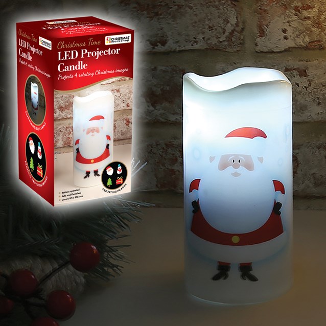 BO Xmas Pattern Rotating Candle LED Projector
