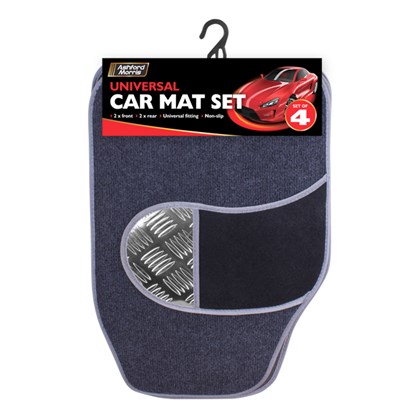 4pc Car Mat - Black/Silver
