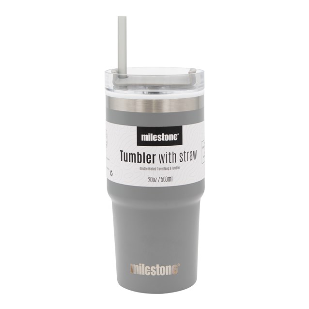 20oz Travel Mug with Straw - Grey 20oz Travel Mug with Straw - Grey