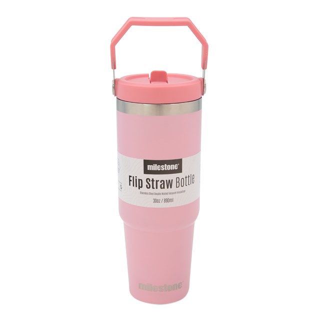 30oz Insulated Travel Mug with Flip Straw - Pink 30oz Insulated Travel Mug with Flip Straw - Pink