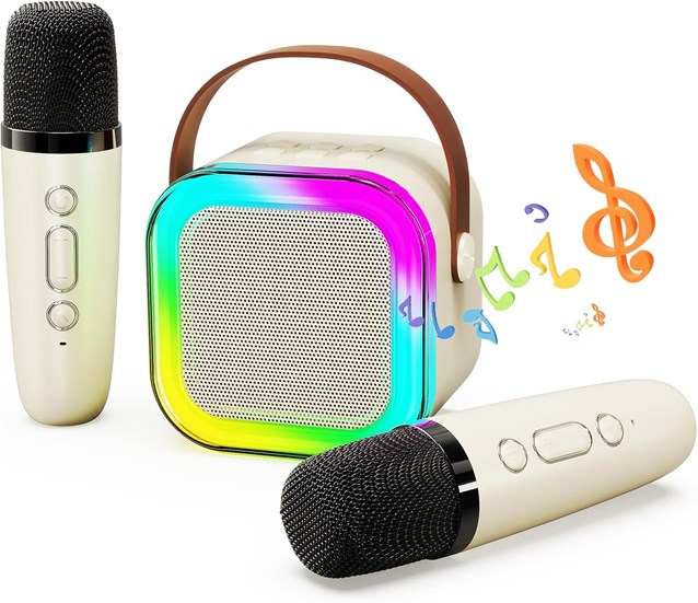Wireless Karaoke Machine w/Lights 2 Mic