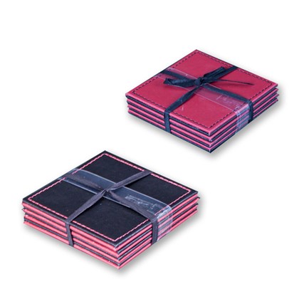 4pk Red/Black Coasters