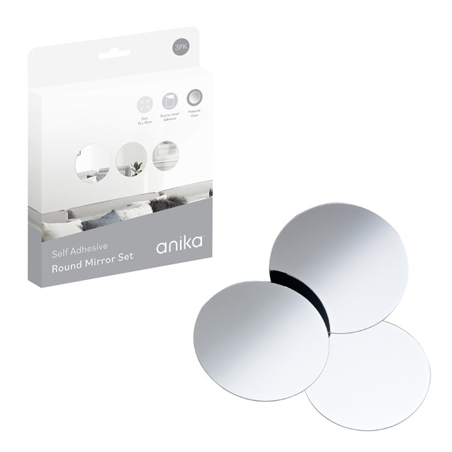 3pk Self Adhesive Mirrors Round Small 3pk Self Adhesive Mirrors Round Small