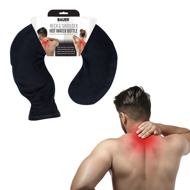 Bauer Soft Fleece Neck Hot Water Bottle- Black Bauer Soft Fleece Neck Hot Water Bottle- Black