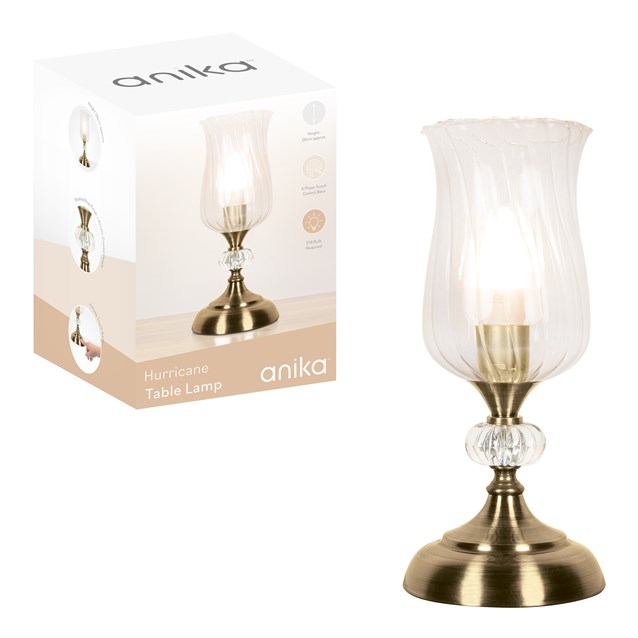 Hurricane Table Lamp - Brass Base Hurricane Table Lamp - Brass Base