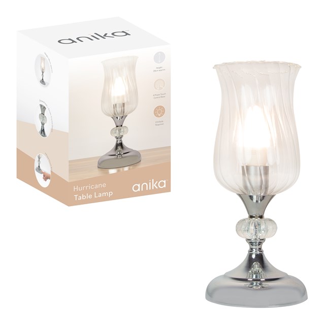 Hurricane Table Lamp - Chrome Base Hurricane Table Lamp - Chrome Base