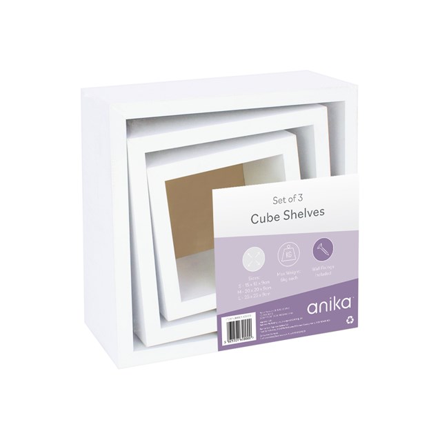 3pk White Floating Cube Shelves 3pk White Floating Cube Shelves