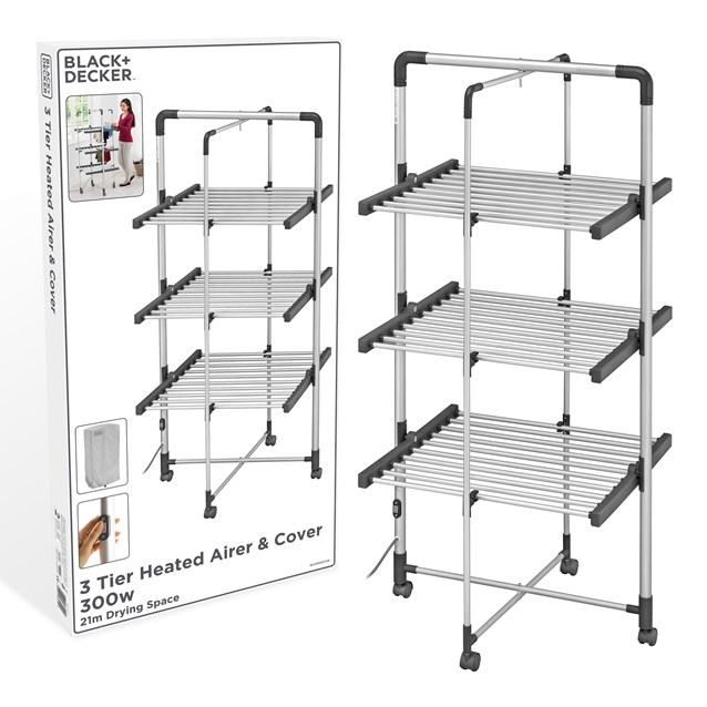 B+D 3 Tier Heated Airer Wheels And Cover B+D 3 Tier Heated Airer Wheels And Cover