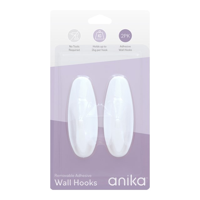 Removable Adhesive Oval Hooks - Large - 2pcs Removable Adhesive Oval Hooks - Large - 2pcs