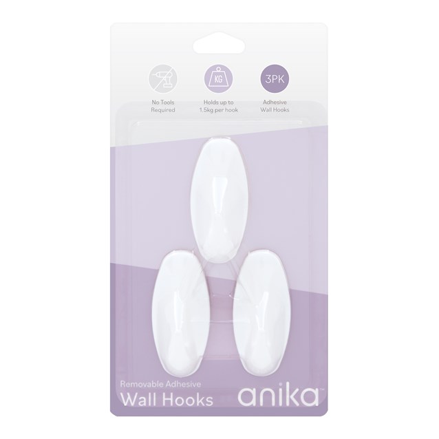 Removable Adhesive Oval Hooks - Medium - 3pcs Removable Adhesive Oval Hooks - Medium - 3pcs