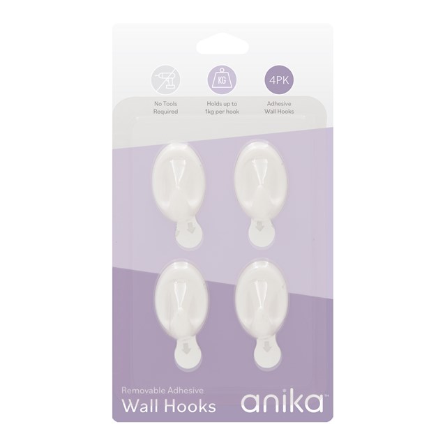 Removable Adhesive Oval Hooks - Micro - 4pcs Removable Adhesive Oval Hooks - Micro - 4pcs
