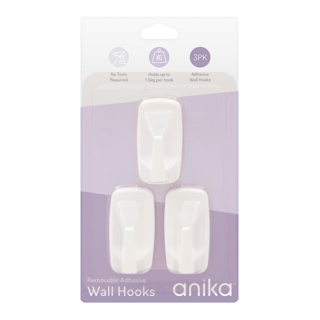 Removable Adhesive Rectangle Hooks - Small - 3pcs Removable Adhesive Rectangle Hooks - Small - 3pcs