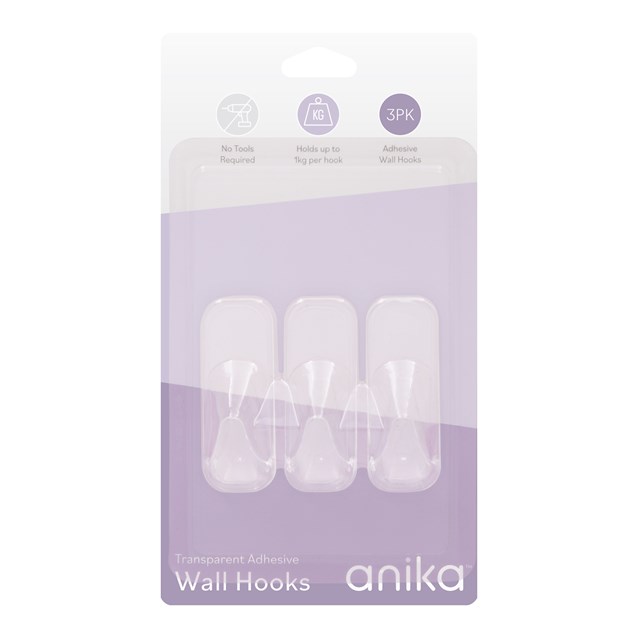 Transparent Adhesive Hooks - Medium - 3pcs Transparent Adhesive Hooks - Medium - 3pcs