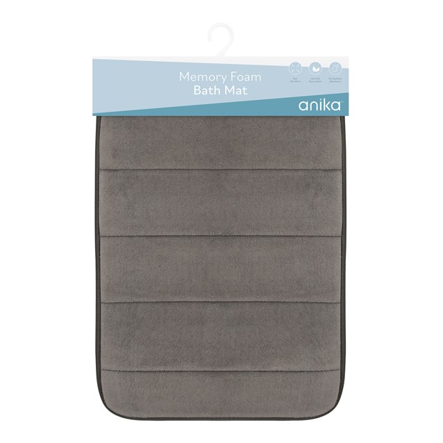 Embroidered Memory Foam Bathmat - Charcoal Embroidered Memory Foam Bathmat - Charcoal