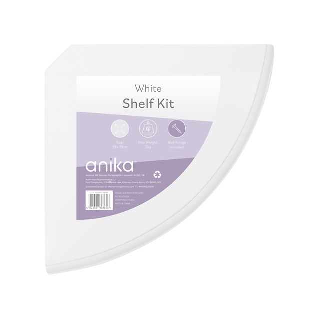 19cm x 19cm White Corner Shelf 19cm x 19cm White Corner Shelf