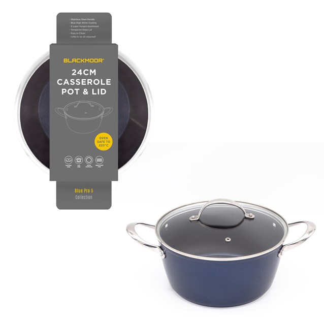 Blackmoor Blue Pro 5 24cm Casserole Pot Blackmoor Blue Pro 5 24cm Casserole Pot