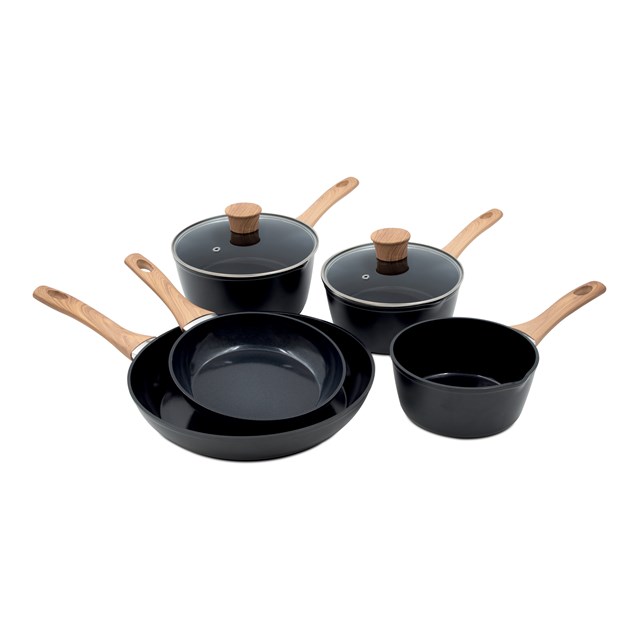 Blackmoor 7pc Wood Handle Saucepan & Fry pan Set
