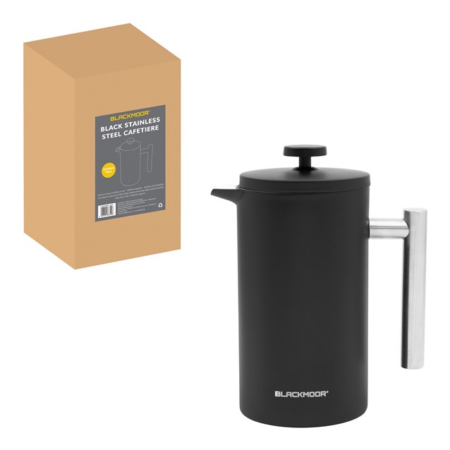 Blackmoor 1000ml Black Stainless Steel Cafetiere