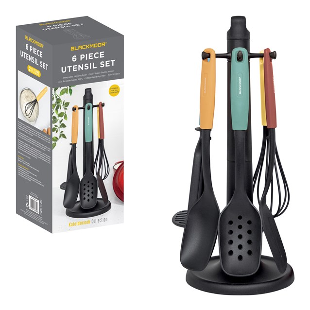 Blackmoor 6 piece Utensil Set with Stand - Multi