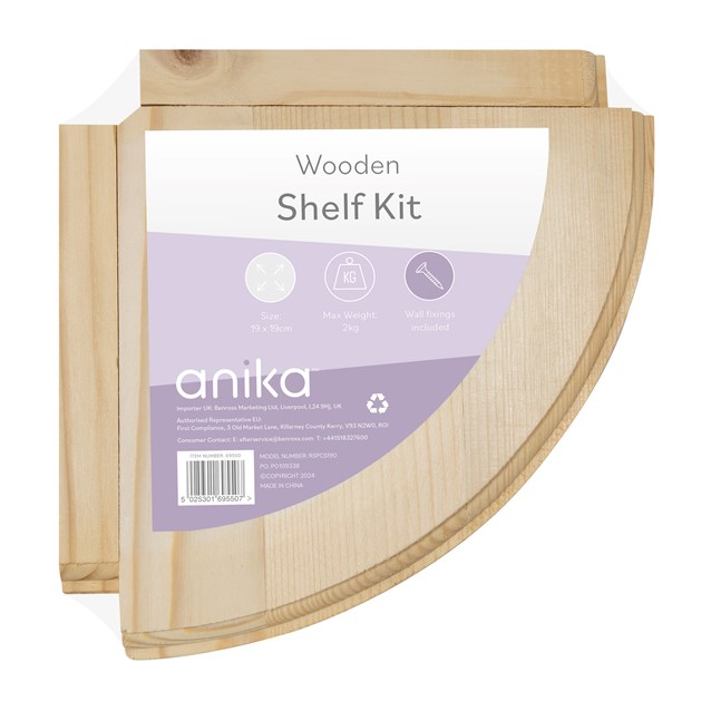 19cm x 19cm Wooden Corner Shelf 19cm x 19cm Wooden Corner Shelf