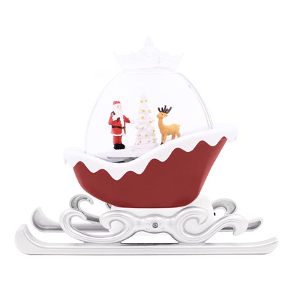 LED Water Sleigh Lantern With Santa - Red LED Water Sleigh Lantern With Santa - Red