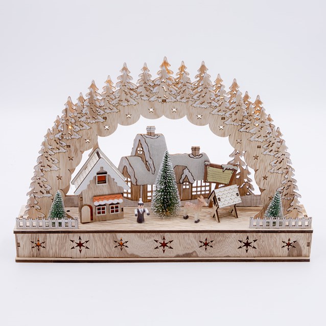 LED Wooden Christmas House Scene LED Wooden Christmas House Scene
