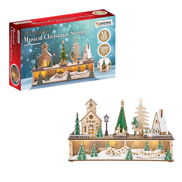 LED Wooden Christmas Village Scene LED Wooden Christmas Village Scene