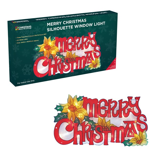 B/O Timer Merry Xmas Silhouette Window Light B/O Timer Merry Xmas Silhouette Window Light