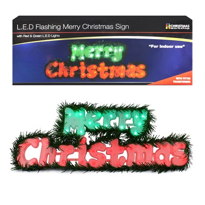 40 LED Flashing Red & Green Xmas Sign