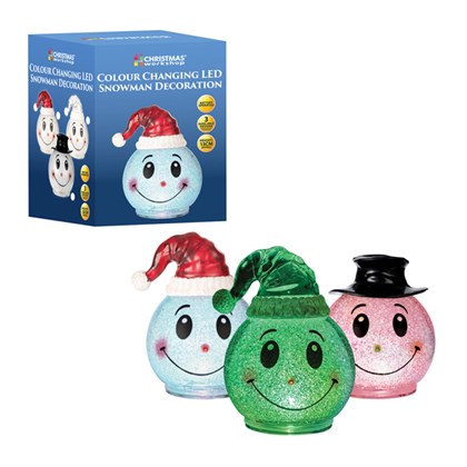 LED Snowman Head With Hat