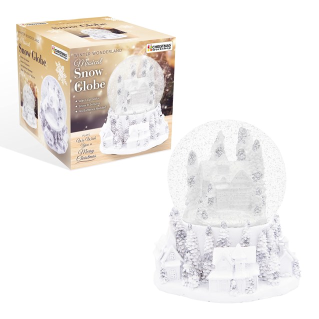 Snowglobe Silver & White Towns Musical Snowglobe Silver & White Towns Musical