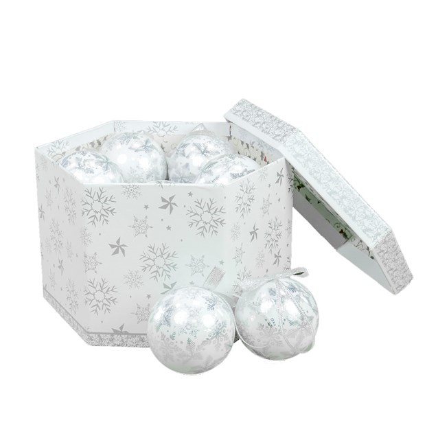 14pcs White & Silver Foil Snowflake Bauble 14pcs White & Silver Foil Snowflake Bauble