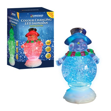 21cm LED Colour Changing Water Snowman