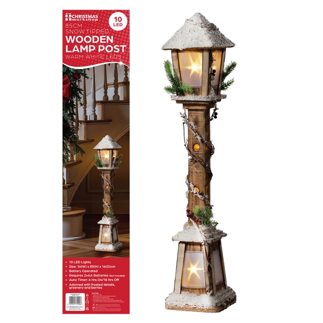 85cm LED Snow Tipped Wood Lamp Post 85cm LED Snow Tipped Wood Lamp Post